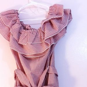 Checkard Red and White blouse